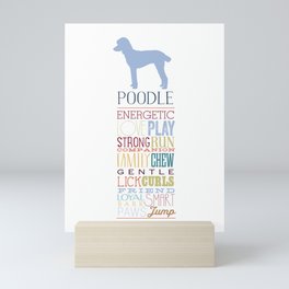 Poodle standard poodle dog words typography traits colorful art Mini Art Print