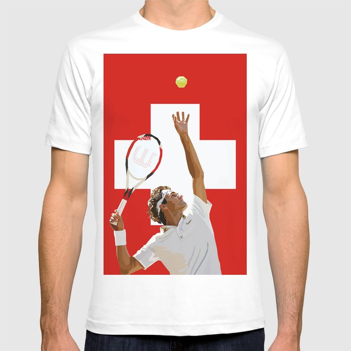 RF Hommes T-shirts Roger Federer en coton à col rond manches courtes Tops Casual Shirts NEW