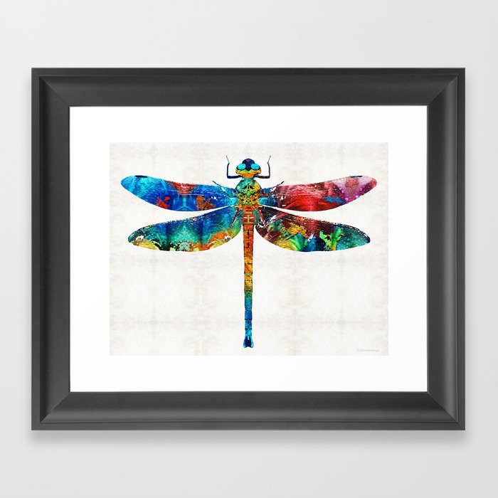 Colorful Dragonfly Art By Sharon Cummings Framed Art Print