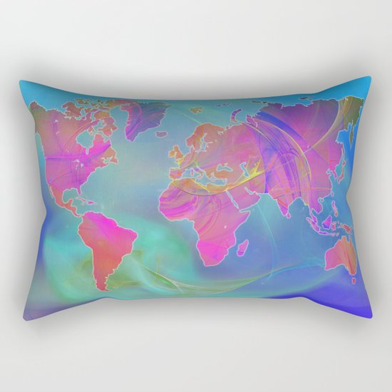 World Map Fractal Rectangular Pillow
