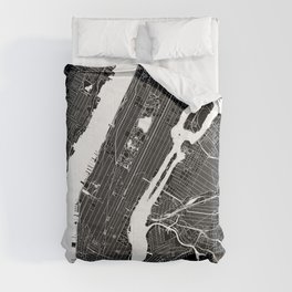 New York City Black And White Map Comforter