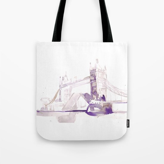 Watercolor landscape illustration_London Bridge Tote Bag