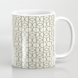Mid Century Deco Line Floral Circle Print White Coffee Mug