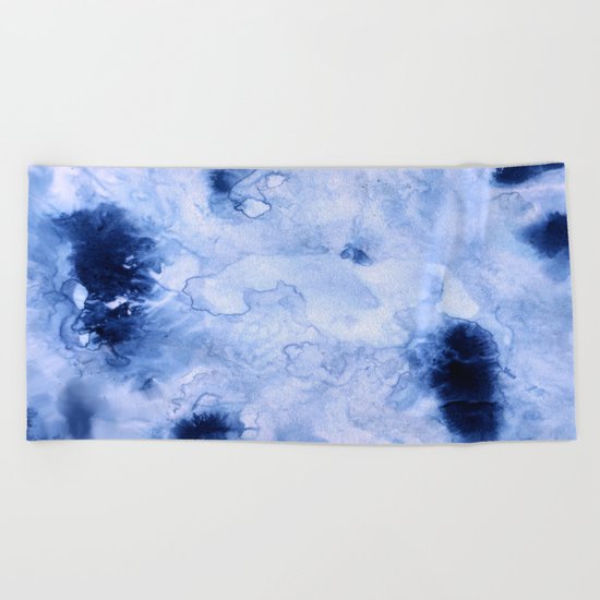 Marbled Water Blue Beach Towel