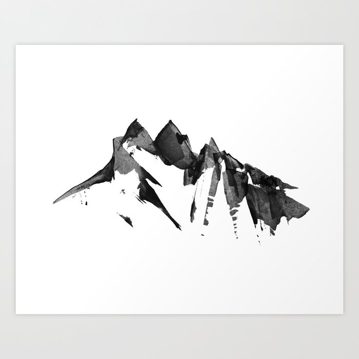 Mountain Painting Landscape Black And White Minimalism By