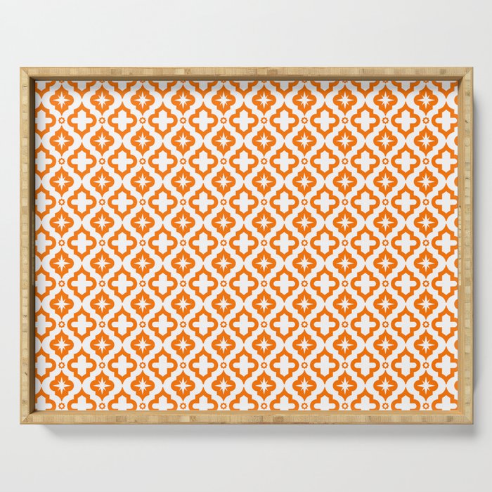 Orange Ornamental Arabic Pattern Serving Tray