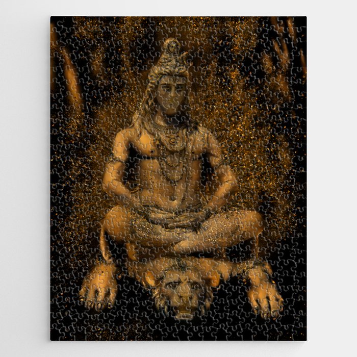 Lord Shiva Statue Painting Print, Tapestry Final, Fantasy Paintings Yoga Poster, Religious artwork Jigsaw Puzzle