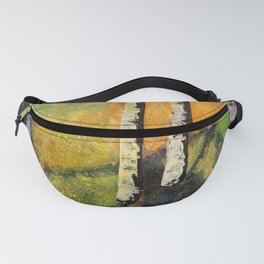 Silver Birch Trees Landscape at Golden Hour Fanny Pack