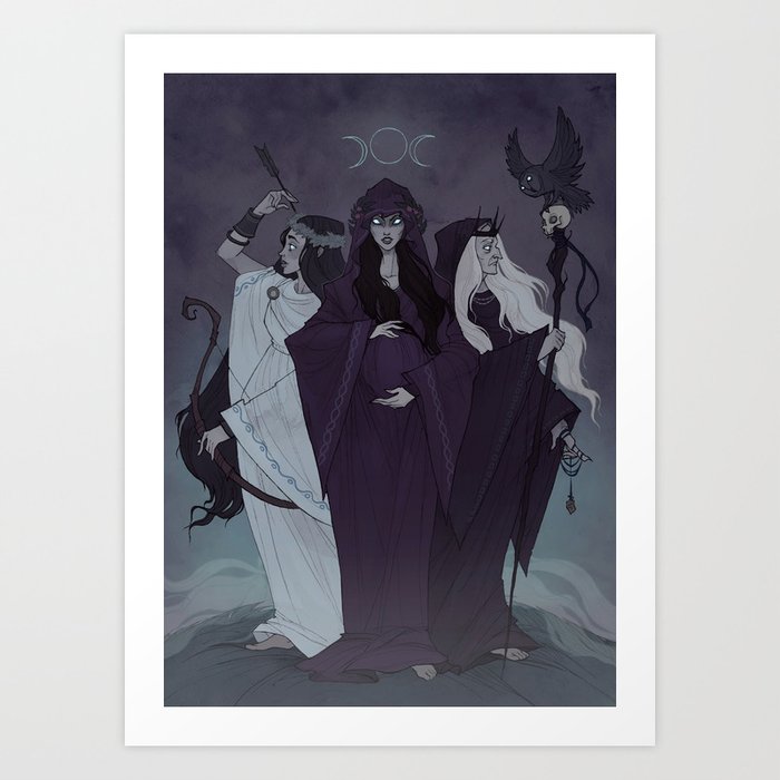 Triple Goddess Kunstdrucke | Gemälde, Illustration, Wicca, Mythology, Hexe, Pagan, Digital, Aquarell, Ink