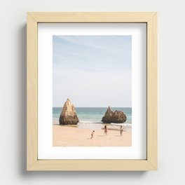 Summer on Praia dos Trés Irmãos | Algarve Coast Beach Art Print | Portugal Travel Photography In Pastel Colors Recessed Framed Print