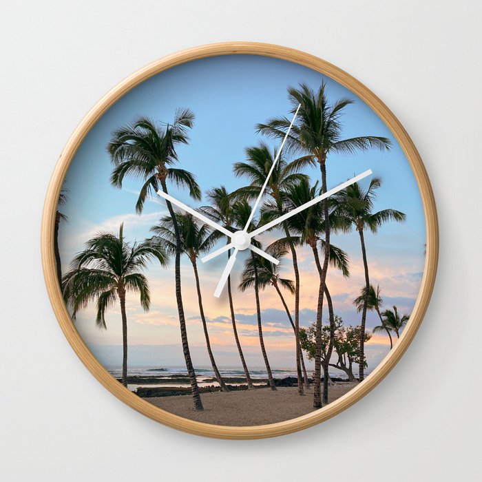 Tropical Hawaii Beach Sunset Wall Clock