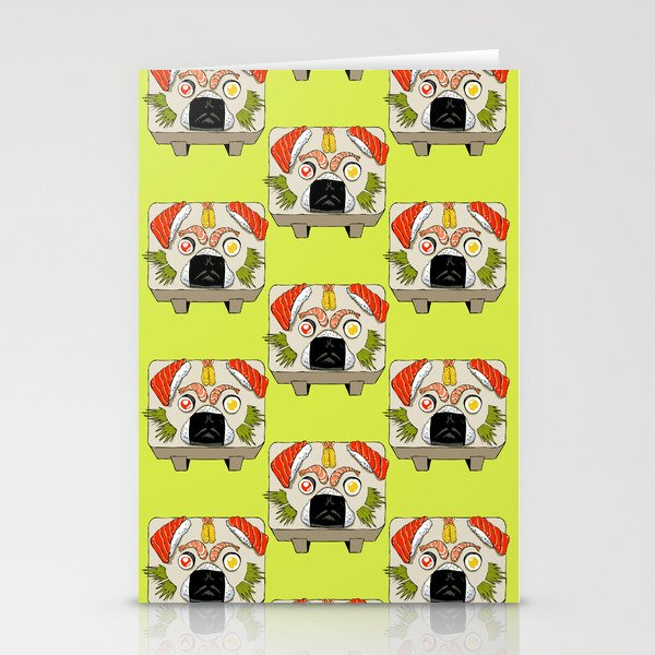 Pug Sushi Stationery Cards