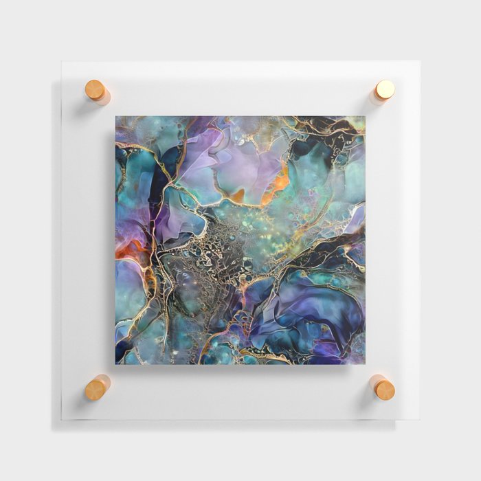 Gold-Spun Smokey Marble Floating Acrylic Print