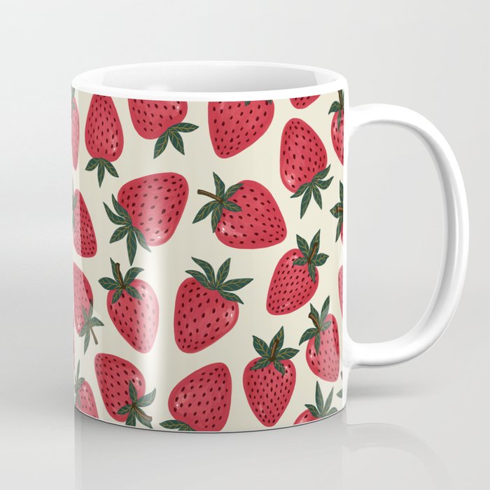 Hand Drawn Vintage Strawberry Pattern Coffee Mug