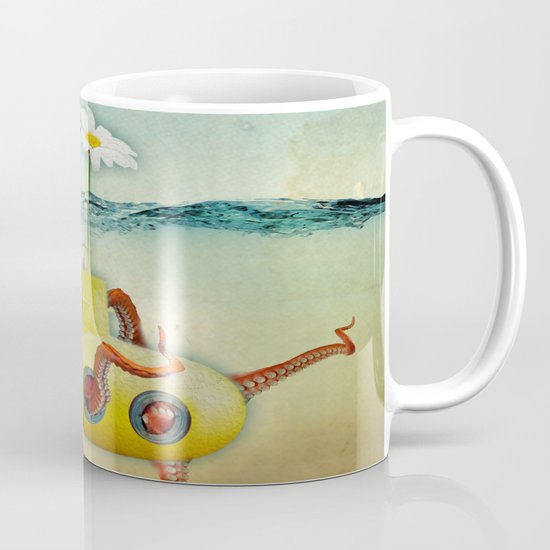 yellow submarine in an octapuses garden Mug