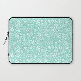 Seafoam And White Eastern Floral Pattern Laptop Sleeve