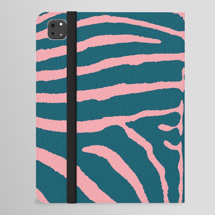 Zebra Wild Animal Print 263 Teal and Pink iPad Folio Case