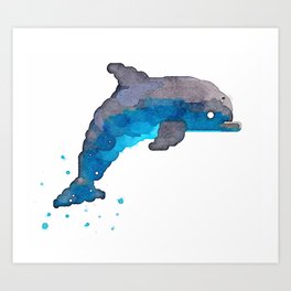 Dolphin Watercolor Art Print