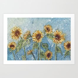 Watercolor Sunflowers,Watercolor Batik, Sunflower Art,Sunflower Flower Art Print