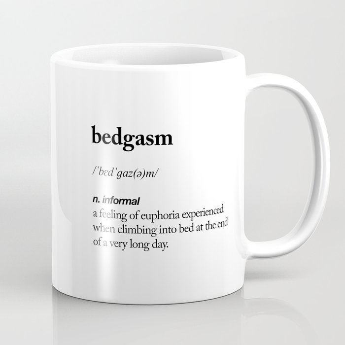 Bedgasm black and white contemporary minimalism typography design home wall decor bedroom Coffee Mug