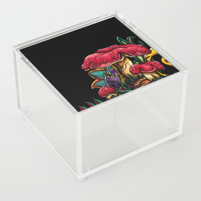 Bright abstract Amanita painting, psychedelic mushroom Acrylic Box