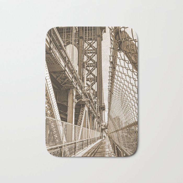 Manhattan Bridge New York City | Sepia Bath Mat