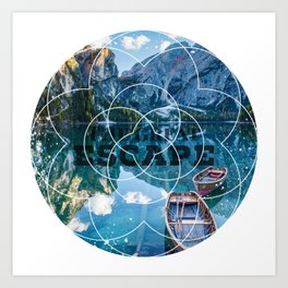 The Great Escape Art Print | Ocean, Greatescape, Lake, Graphicdesign, White, Geometric, Water, River, Nature, Mountain 