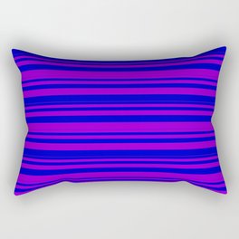 [ Thumbnail: Dark Violet and Blue Colored Lines Pattern Rectangular Pillow ]