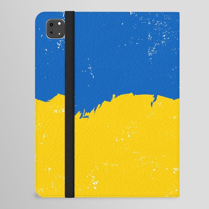 Blue and Yellow Digital Watercolor Stripe Urkaine Colors 2 100% Commission Donated To IRC Read Bio iPad Folio Case