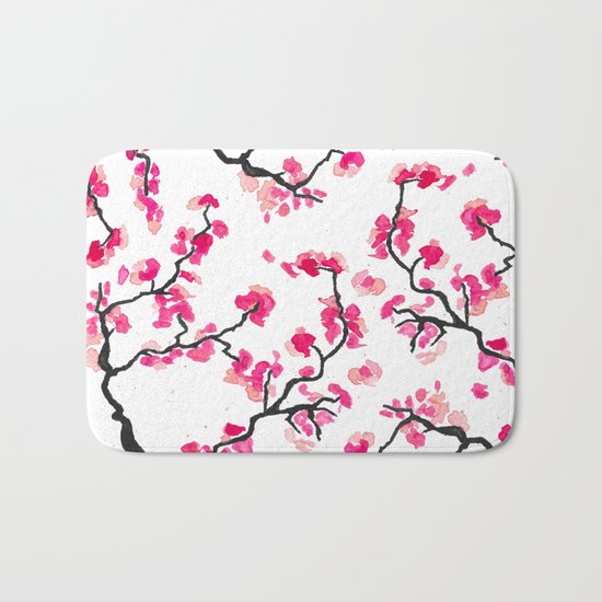 Japanese Cherry Blossoms Bath Mat