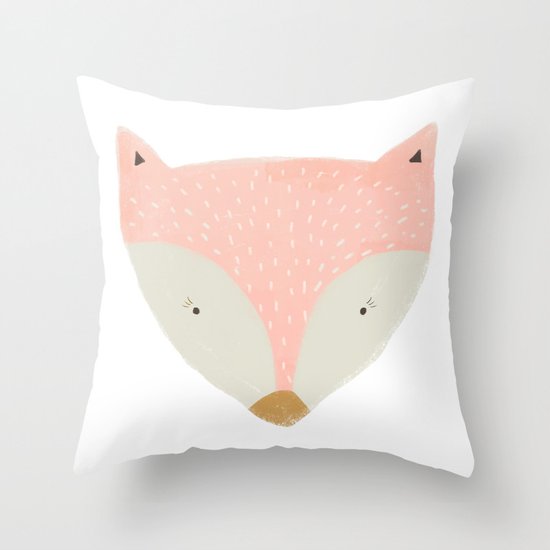 pink fox Throw Pillow
