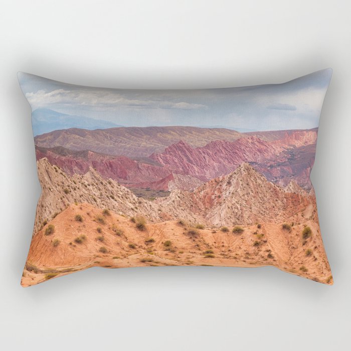 Argentina Photography - Orange Badlands Covered By Small Bushes Rectangular Pillow