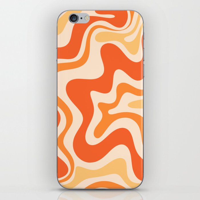 Tangerine Liquid Swirl Retro Abstract Pattern iPhone Skin