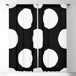 Black and White Boho Polka Dot Minimalist Pattern Blackout Curtain