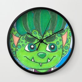 Young Goblin with stuffed dog Wall Clock