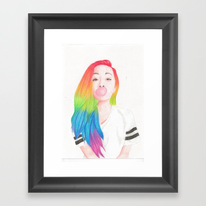 The Rainbow Hair Framed Art Print