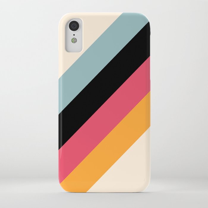 Hariasa - Classic Colorful Abstract Minimal Retro 70s Style Stripes Design iPhone Case