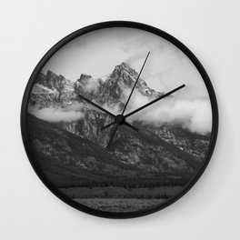 Mountains with snow cap and cloud necklace Wall Clock