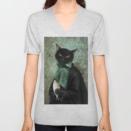 Case of the Missing Fish - Rococo Cat V Neck T Shirt