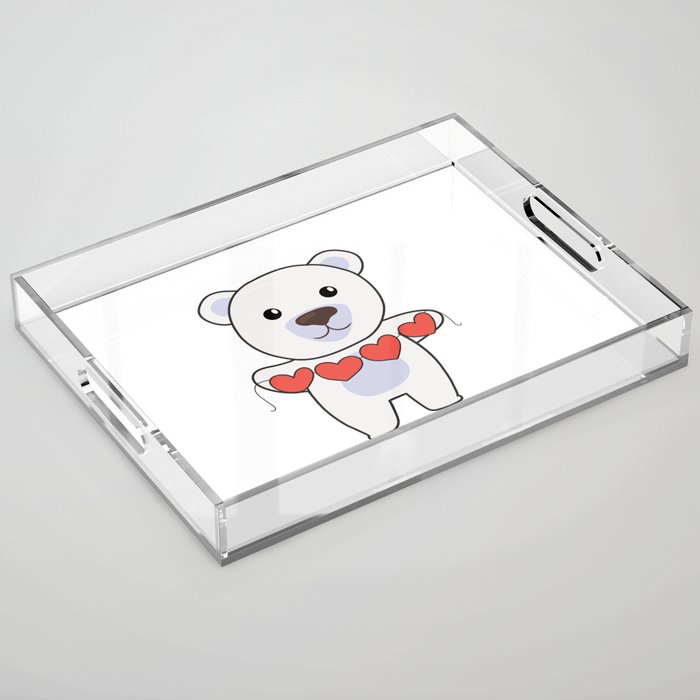 Polar Bear For Valentine's Day Cute Animals With Acrylic Tray