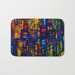 Transistor Bath Mat | Colorful, Oil, Pattern, Electrical, Rgb, Saturated, Dark, Painting, Expressionist, Modern 