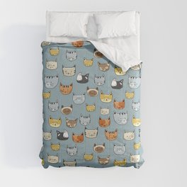 Cat Face Doodle Pattern Comforter