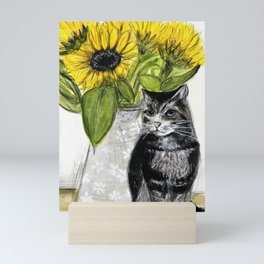 Pussy and Flowers Mini Art Print