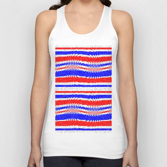 Red White Blue Waving Lines Unisex Tank Top