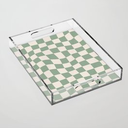 Sage Green Wavy Checkered Pattern Acrylic Tray