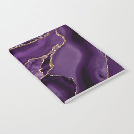 Glamour Purple Bohemian Watercolor Marble With Glitter Veins Notebook