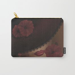 Girl in hat with flowers . Carry-All Pouch