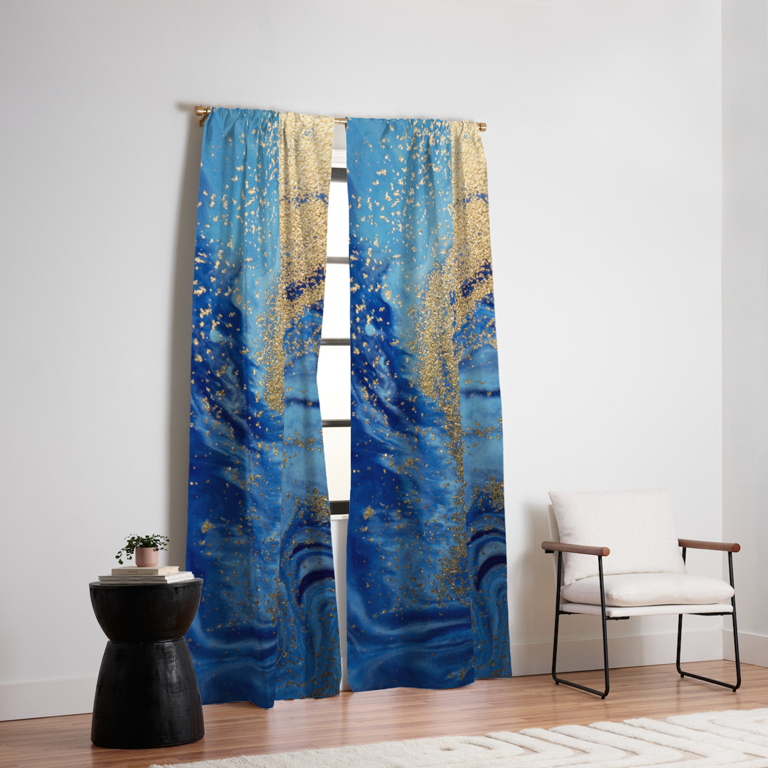 Abstract Pour Painting Liquid Marble Abstract Blue Painting Gold