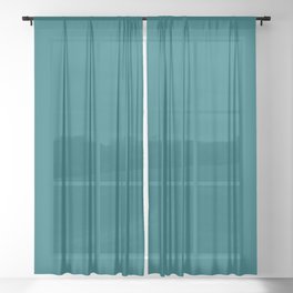 Resilient Tranquility Dark Aquamarine Blue Green Solid Color Pairs To Sherwin Williams Really Teal SW 6489 Sheer Curtain