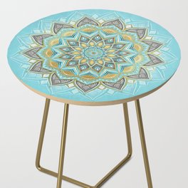 Cyan & Golden Yellow Sunny Skies Medallion Side Table